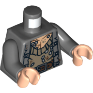 Lego Torso Jacket over Barnacle Encrusted Sweater and Belt Print, Dark Bluish Gray Arms, Light Nougat Hands / Dark Bluish Gray
