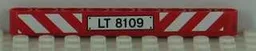 Technic, Liftarm Thick 1 x 9 with Red and White Danger Stripes and 'LT 8109' Pattern (Sticker) - Set 8109