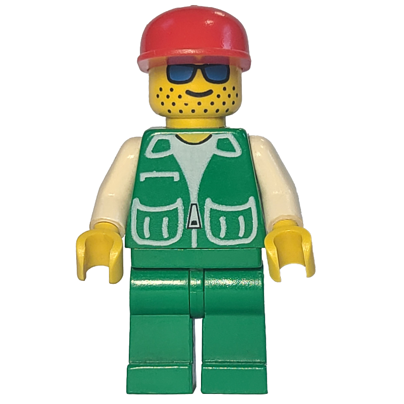 Lego Man, Green Jacket, Green Legs, Red Cap, Blue Sunglasses