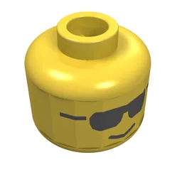 Minifig Head, Black Sunglasses and Standard Grin Print [Blocked Open Stud] / Yellow