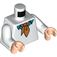 Torso, Sweater, Dark Azure Shirt Collar and Orange Cravat Print, White Arms, Light Nougat Hands / White