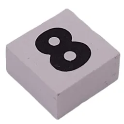 Modulex Tile 2 x 2 with Black '8' Print, without Internal Supports