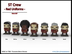 ST Crew - Red Uniform - Spock, Kirk, Bones, Scotty, Uhura, Sulu, Chekov - Brickheadz
