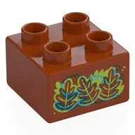 Duplo Brick 2 x 2 with Red, Blue, Lime Leaves, Hidden Picture Print