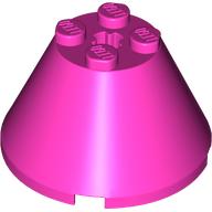 Lego Cone 4 x 4 x 2, Axle Hole [Plain] / Dark Pink