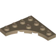 Lego Plate Special 4 x 4 with 3 x 3 Quarter Round Cutout / Dark Tan