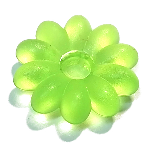 Lego Clikits Icon, Flower 2 x 2 Large, 10 Petals with Pin [Frosted] / Trans-Light Bright Green