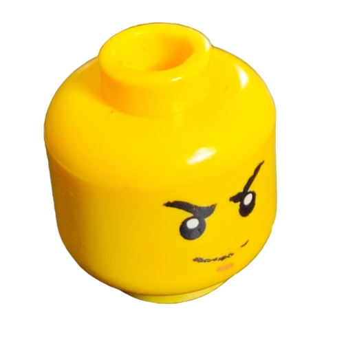 Lego Minifig Head Kai, Eyebrows, Stern print / Yellow