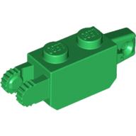Lego Hinge Brick 1 x 2 Locking with 1 Finger Vertical End and 2 Fingers Vertical End, 9 Teeth / Green