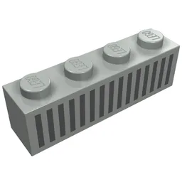 Brick 1 x 4 with Black 15 Bars Grill Print / Light Gray