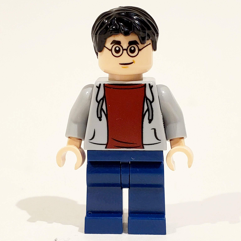 Lego Harry Potter, Open Light Bluish Gray Jacket over Dark Red Shirt, Dark Blue Legs