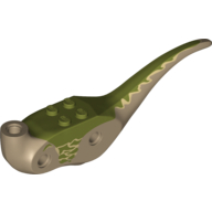 Lego Animal Body Part, Dinosaur, Raptor Body with Olive Green Markings Print / Dark Tan