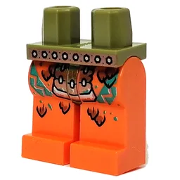 Hips and Orange Legs with Dark Orange Belt, Dark Turquoise Decoration Print / Olive Green