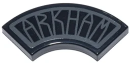 Tile, Round Corner 2 x 2 Macaroni with Dark Bluish Gray 'ARKHAM' Pattern (Sticker) - Set 76271