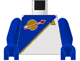 Lego Torso Futuron Uniform with Blue Panel, Gold Zipper, and Classic Space Logo Pattern / Blue Arms / Blue Hands