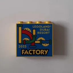 Brick 2 x 4 x 3 with 'LEGOLAND DUBAI RESORT 2023 FACTORY' Print / Yellow