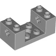 Brick Special 2 x 4 x 1 1/3 with Axle Holes and 2 x 2 Recessed and Hole / Light Bluish Gray