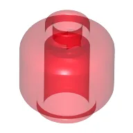 Minifig Head [Plain] [Vented Stud - 2 Holes] / Trans-Red