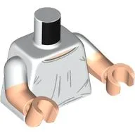 Torso, Dual Molded Arms, Shirt Print, White Sleeves Pattern, Light Nougat Arms and Hands / White