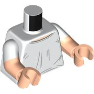 Lego Torso, Dual Molded Arms with Shirt print, White Sleeves Pattern, Light Nougat Arms and Hands / White