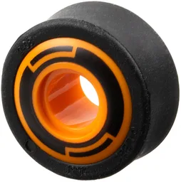 Wheel 11mm D. x 8mm with Center Groove, 8 Spokes and Smooth Side with Black Circle and Arcs Pattern with Black Tire 14mm D. x 6mm Solid Smooth (6683pb01 / 50945) / Orange