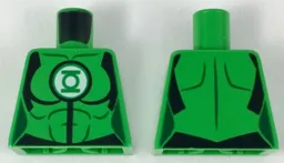 Torso Female Super Hero Costume with Black Shoulders and Waistband, Dark Green Muscles Outline, and Green Lantern Logo on White Circle Pattern / Bright Green