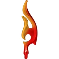 Wave / Flame Rounded Double with Axle with Marbled Bright Light Orange Pattern / Red