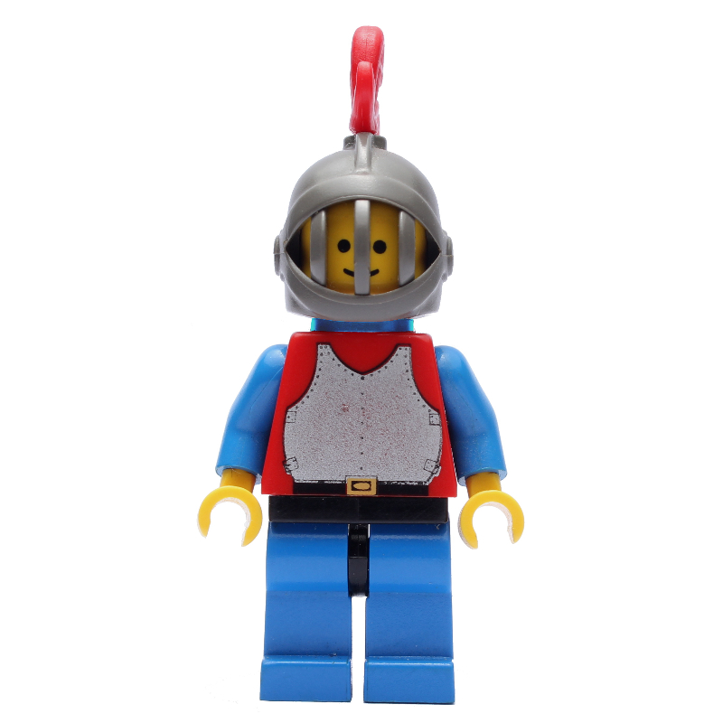 Lego Knight (Breastplate on Red) - Blue Legs, Red Plume, Plastic Cape