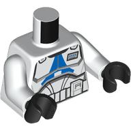 Lego Torso Armor, Blue Chest Marking, Rank Insignia Print, White Arms, Black Hands / White