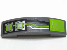 Slope, Curved 4 x 1 x 2/3 Double with Lime, Silver and Black Circuitry and Microchips Pattern (Sticker) - Set 70165
