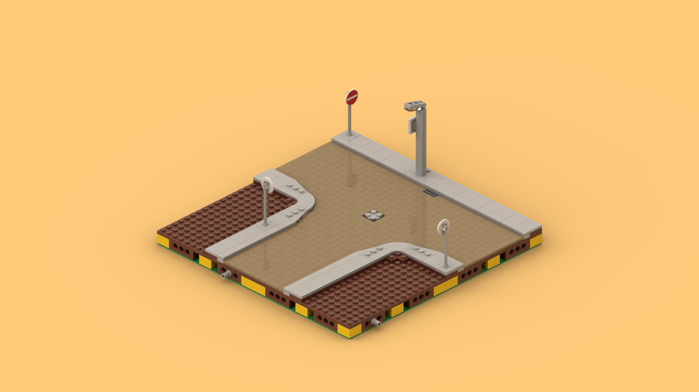 Lego Dutch Road Bricks One-way T junction MILS 32x32