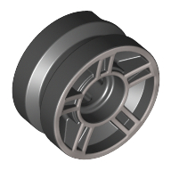 Lego Wheel 11 x 6 mm with Five Spokes and Silver Print / Black