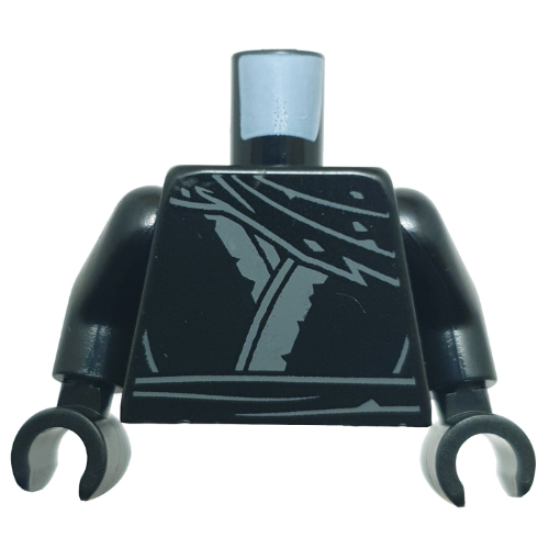 Lego Torso, Robe, Dark Bluish Grey Decorations, Sash print, Black Arms and Hands / Black