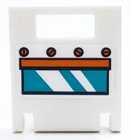 Container, Box 2 x 2 x 2 Door with Slot with Oven Window with Dark Turquoise Glass, Orange Handle and Knobs Pattern (Sticker) - Set 41428