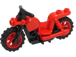 Motorcycle Cruiser with Black Frame, Red Wheels, and Black Handlebars