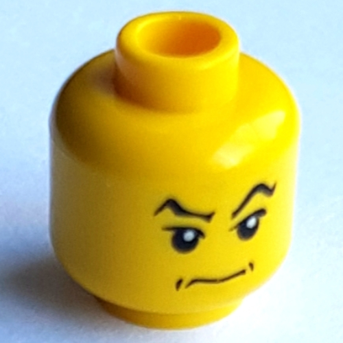 Lego Minifig Head Lucius Malfoy, Raised Eyebrows and Angry Smirk Print / Yellow