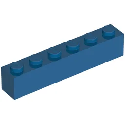 Brick 1 x 6 without Bottom Tubes, with 2 Raised Cross Supports / Blue