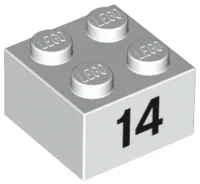 Brick 2 x 2 with Black "14" Print