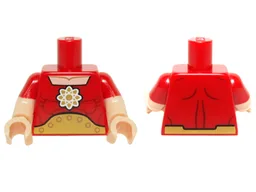 Torso Muscles, Gold Atomic Symbol and Large Belt Pattern / Light Nougat Arms with Molded Red Short Sleeves Pattern / Light Nougat Hands
