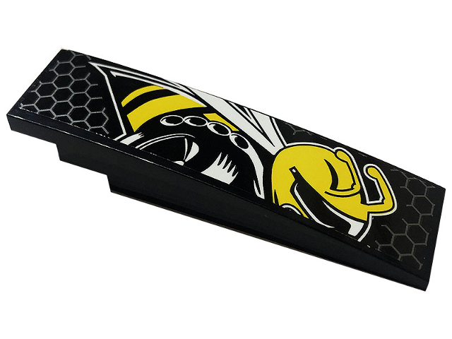 Lego Slope, Curved 8 x 2 with Angry Bee and Honeycomb Pattern Model Right Side (Sticker) - Set 76904