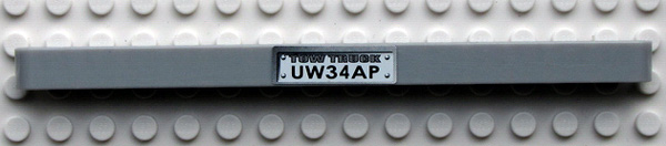 Lego Technic, Liftarm Thick 1 x 15 with 'TOW TRUCK UW34AP' Pattern (Sticker) - Set 8285