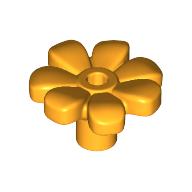 Lego Plant, Flower, Minifig Accessory with 7 Thick Petals and Pin, Center Ring / Bright Light Orange