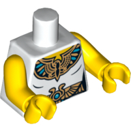 Lego Torso Tunic with Egyptian Royal Seal and Belt Print, Yellow Arms and Hands / White