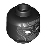 Lego Minifig Head Black Panther, Dark Bluish Gray / Silver Face Mask, White Eyes / Black