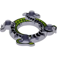 Ring 4 x 4 with 2 x 2 Hole and 2 Intertwined Snakes with Lime Green Print (Ninjago Spinner Crown) / Trans-Purple