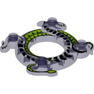 Lego Ring 4 x 4 with 2 x 2 Hole and 2 Intertwined Snakes with Lime Green Print (Ninjago Spinner Crown)