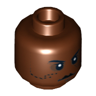 Lego Minifig Head Agen Kolar, Mouth and Dots on Cheeks Print / Reddish Brown