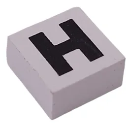 Modulex Tile 2 x 2 with Black 'H' Print, without Internal Supports