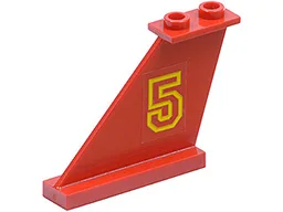 Tail 4 x 1 x 3 with Yellow Number 5 Pattern Model Left Side (Sticker) - Set 6679
