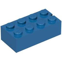 Brick 2 x 4 without Bottom Tubes, Slotted (with 1 slot) / Blue